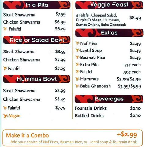 naf naf grill menu|naf grill menu prices.